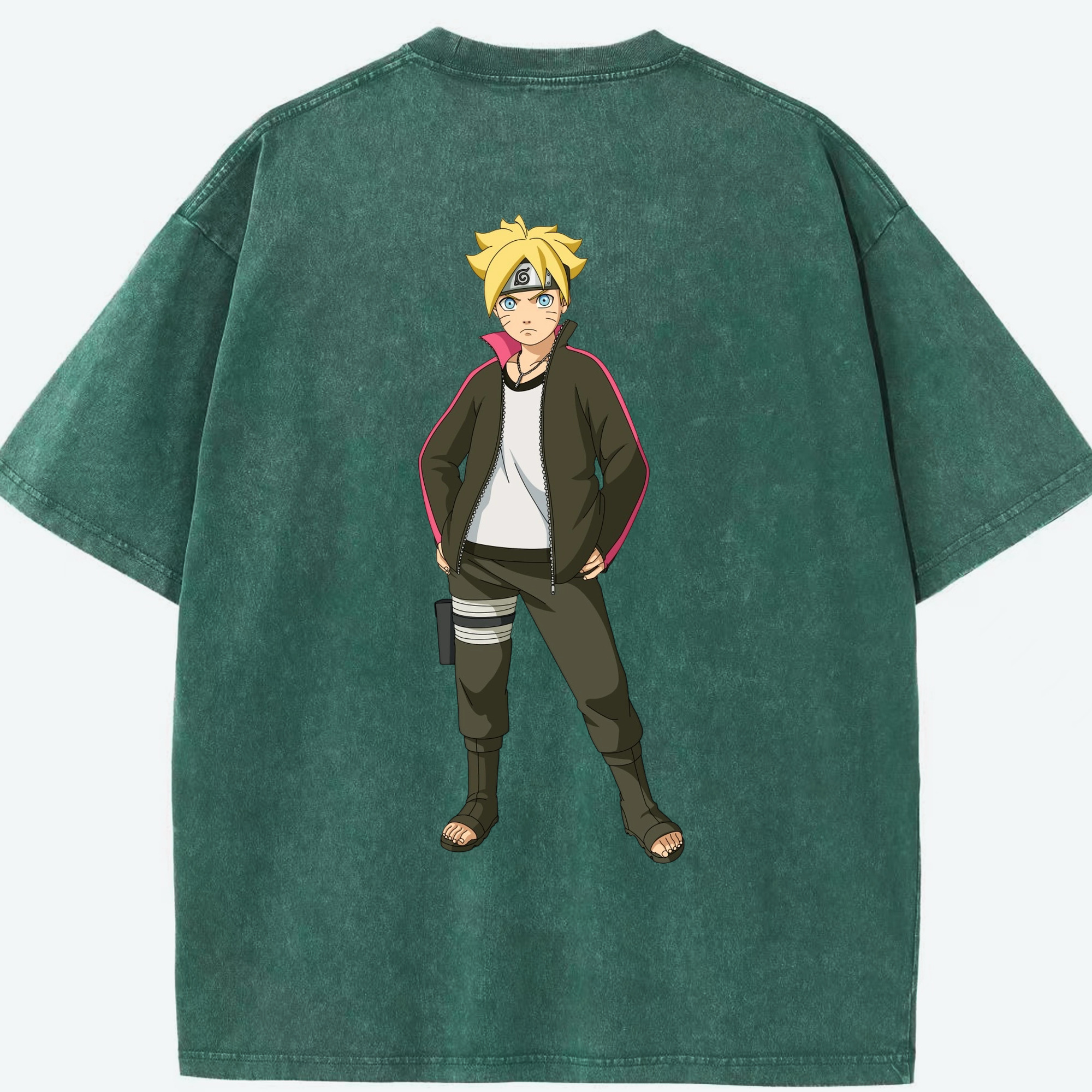 （画像用） NARUTO -ナルト- うずまき ボルト Uzumaki Boruto 綿100% ヴィンテージ風 半袖Tシャツ（背面プリント）